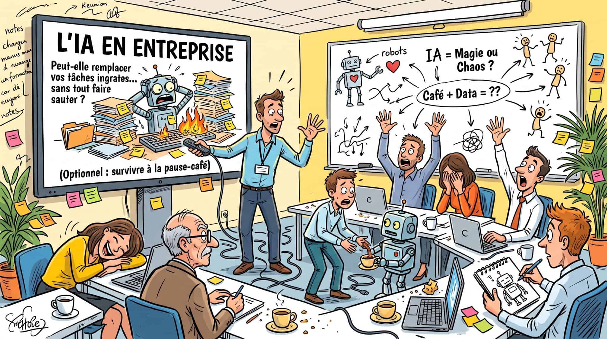 IA en entreprise- caricature